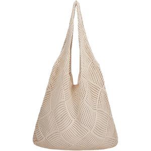 Crochet Beach Bags Cute Lht Cream Boho Summer Mesh Beach Tote Bag :[